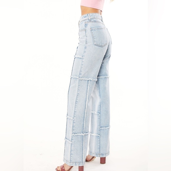 REVICE Patchwork Denim high-raise straight leg Jeans - Picture 4 of 9